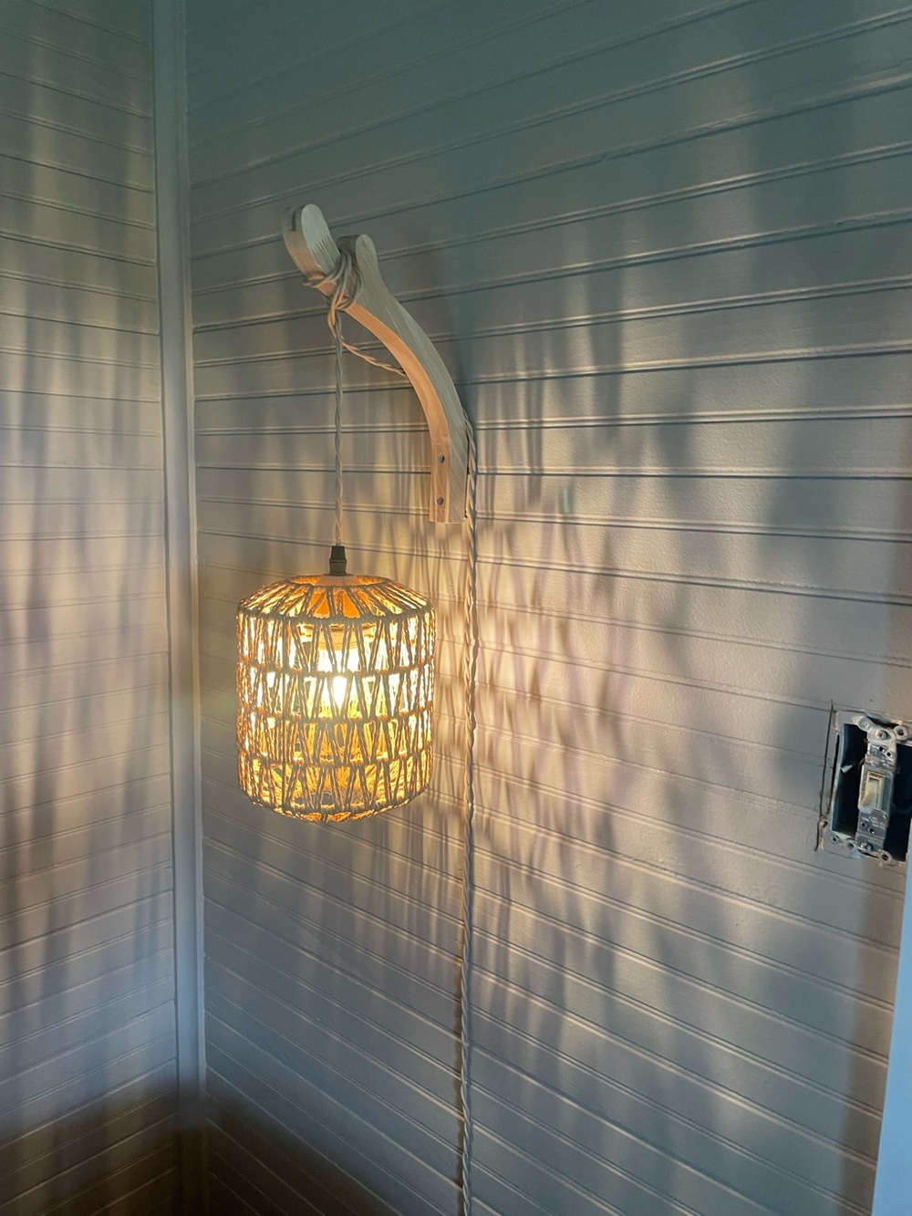 Woven Rattan Hanging Pendant Light - Natural Beige